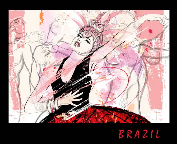 Vector illustration of Brazilian dancers