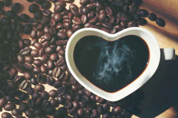 istock Cup of coffee with coffee bean ,top view 1097431470
