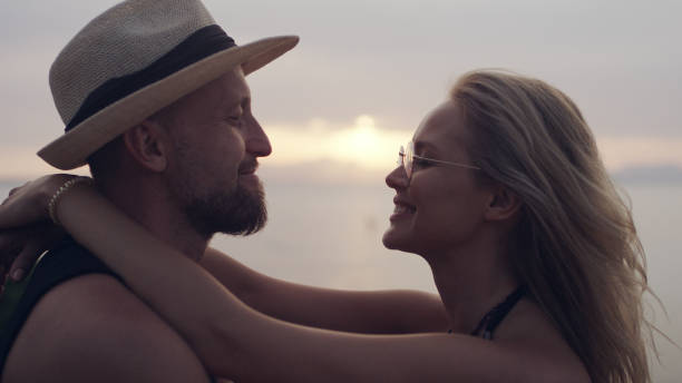 istock Romantic date on a cliff. Sea sunset 1097432952