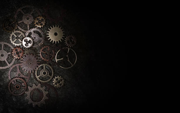 istock Metal gears on black 1097434368