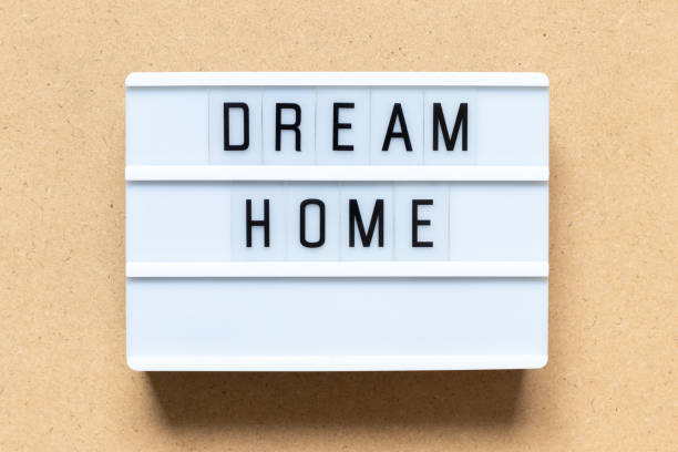 istock White lightbox with word dream home on wood background 1097434822