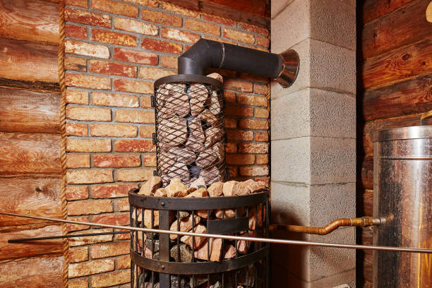 istock Stove with stones in the Russian bath 1097437886