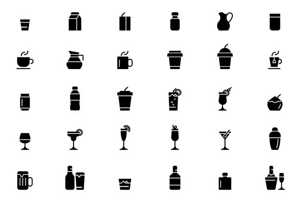 ilustraciones, imágenes clip art, dibujos animados e iconos de stock de iconos de la bebida - coffee coffee break cup break