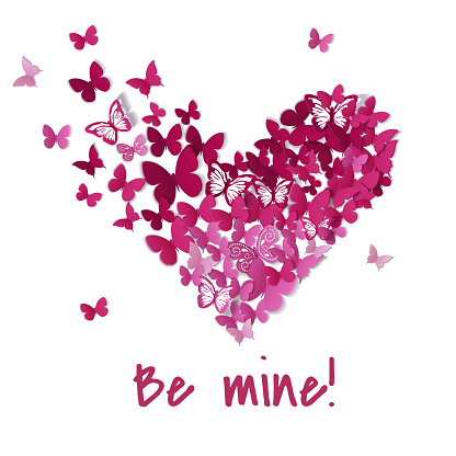 Beautiful valentine heart. Butterfly background. Valentine card. Vector illustration EPS10.