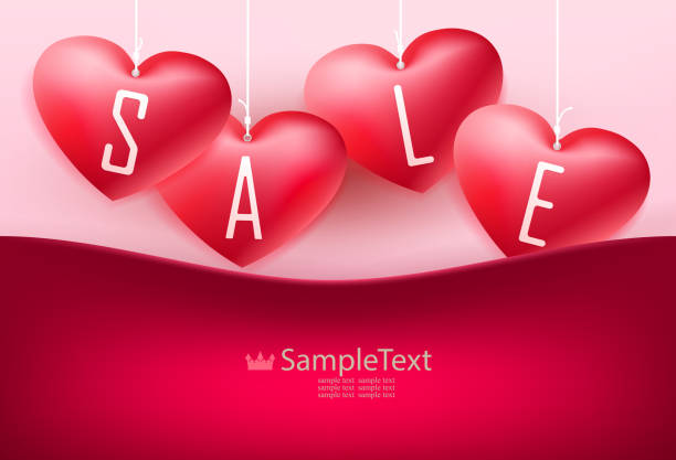 istock Red white composition with bright hearts with the text Sale and pocket, 1097451860