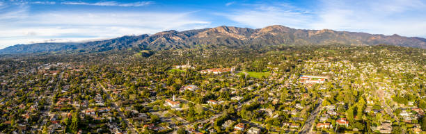 Los Angeles North Highlands Burbank Glendale Panoramic Drone Shot Los Angeles North Highlands Burbank Glendale Panoramic Drone Shot los angeles aerial stock pictures, royalty-free photos & images