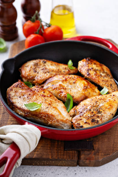 istock Cooked chicken breast in a skillet 1097454804