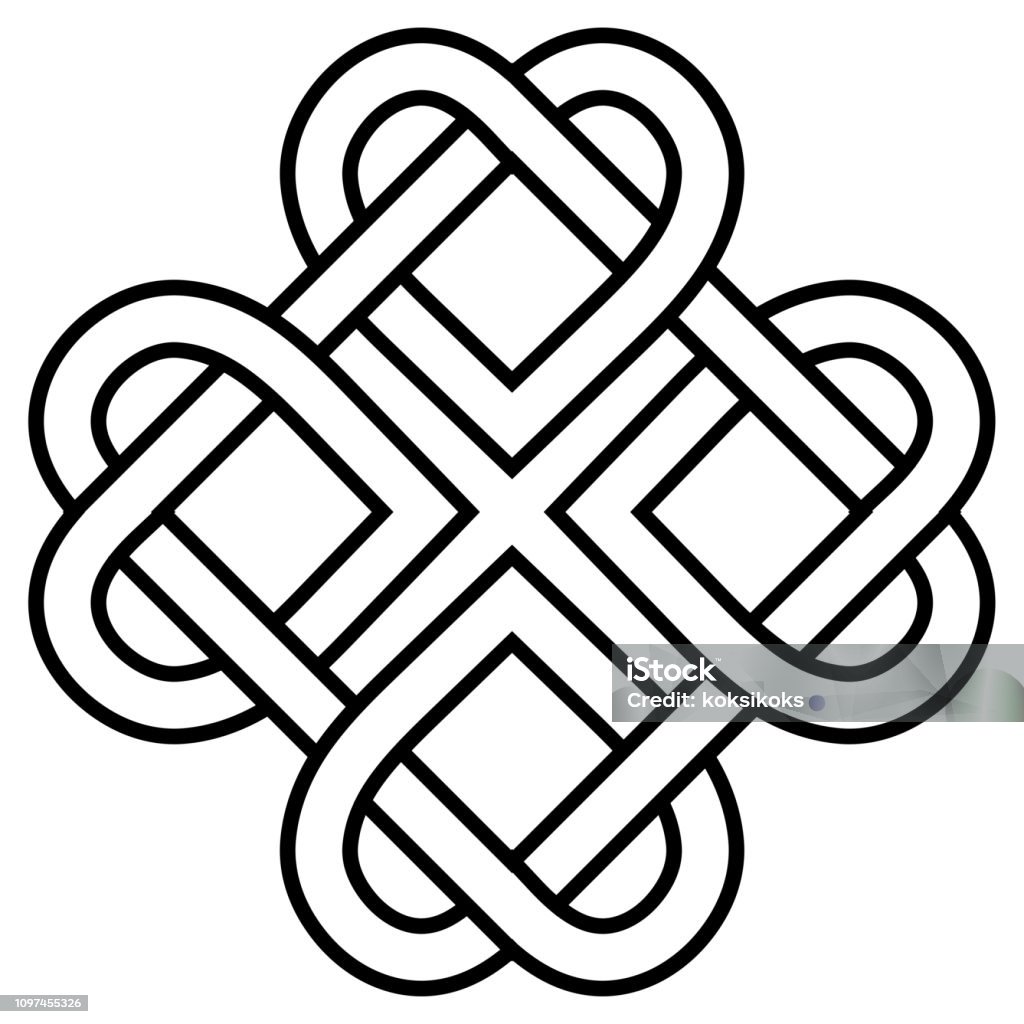 ancient symbol, love knot twisted heart, vector heart shape woven into a wreath, a symbol of eternal love ancient symbol, the love knot twisted heart, vector heart shape woven into a wreath, a symbol of eternal love Woven Fabric stock vector