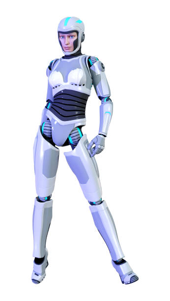 istock 3D illustration female robot on white 1097465648