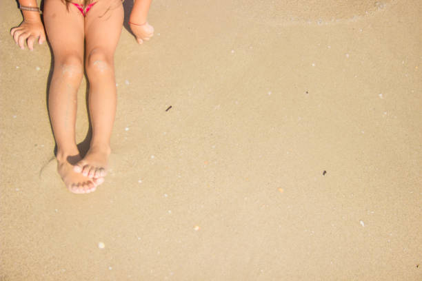 Child in the sea. Selective focus. Person.