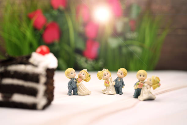valentine and wedding cake chocolate with wedding dolls