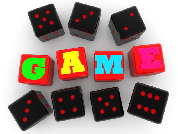 istock Game concept on red cubes with black dice around 1097477942