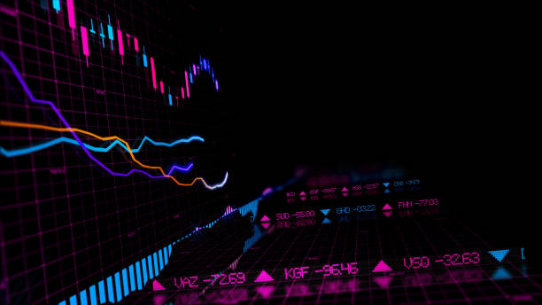 istock 3D rendering of stock indexes in virtual space. Economic growth, recession 1097481910