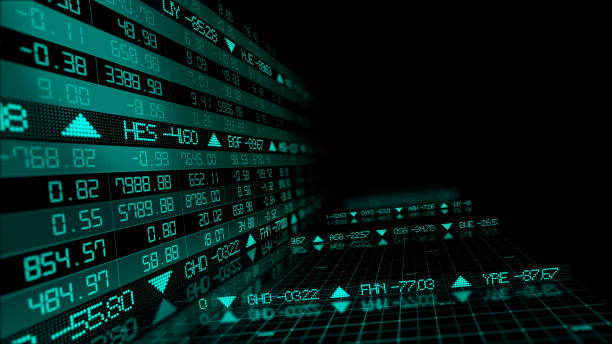 istock 3D rendering of stock indexes in virtual space. Economic growth, recession 1097482362