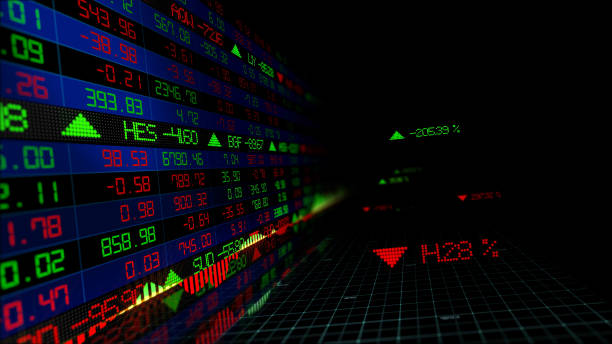 istock 3D rendering of stock indexes in virtual space. Economic growth, recession 1097483962