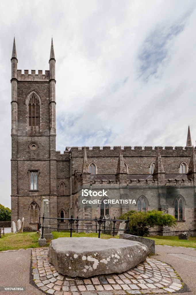 Saint Patrick Gravesite and Stone at Down Cathedral Down Cathedral at the site of Saint Patrick grave site and stone Saint Patrick - Saint Stock Photo