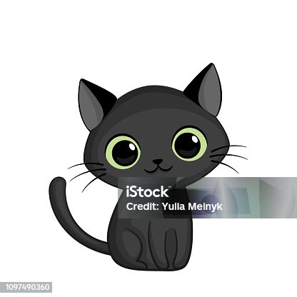 istock Vector illustration of cute black cat 1097490360