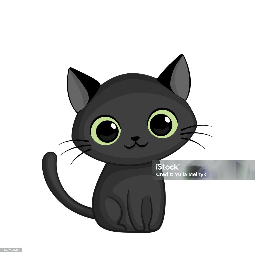 Vector Illustration Of Cute Black Cat Stock Illustration ...
