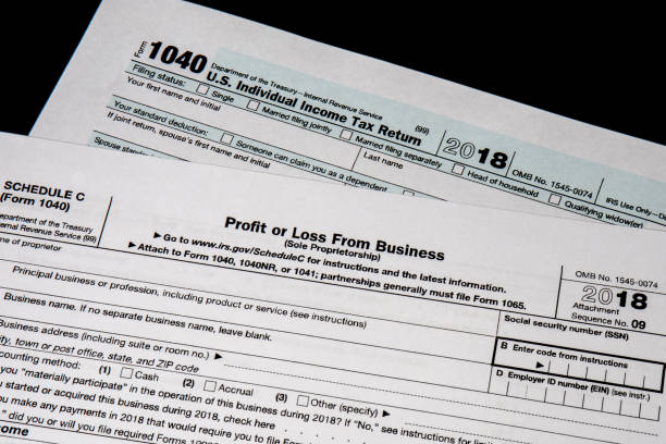 istock IRS 1040 & Schedule C tax forms for 2018 tax year. 1097491308