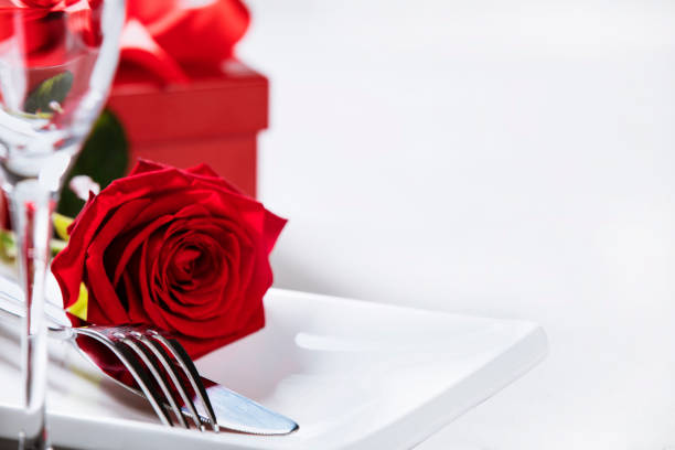 Valentine's Day or romantic dinner concept, close up stock photo