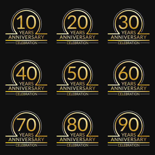 10,20,30,40,50,60,70,80,90 years Anniversary logo. Birthday celebration icon. Party invitation, Jubilee celebrating emblem or banner. Vector illustration. 10,20,30,40,50,60,70,80,90 years Anniversary logo. Birthday celebration icon. Party invitation, Jubilee celebrating emblem or banner. Vector illustration. 70th stock illustrations