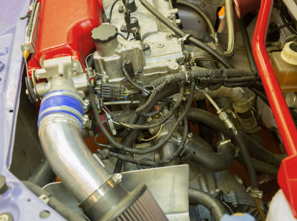istock Details of old car engine and attachments 1097496784