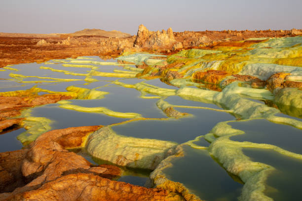 sulphur hot spring sulphur hot spring in the danakil depression danakil depression stock pictures, royalty-free photos & images
