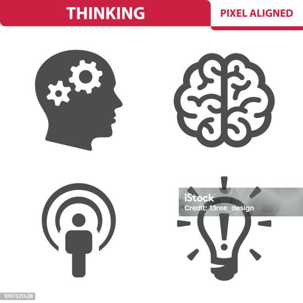 Vetores de Ícones Do Pensamento e mais imagens de Ícone de Computador - Ícone de Computador, Perícia, Contemplação