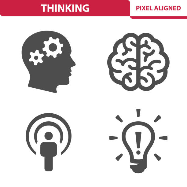 Thinking Icons Professional, pixel perfect icons, EPS 10 format. head stock illustrations