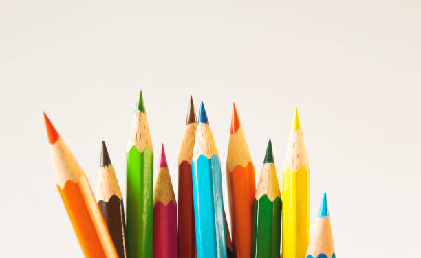 crayons de couleur isolés sur fond blanc. - visual art growing photos et images de collection