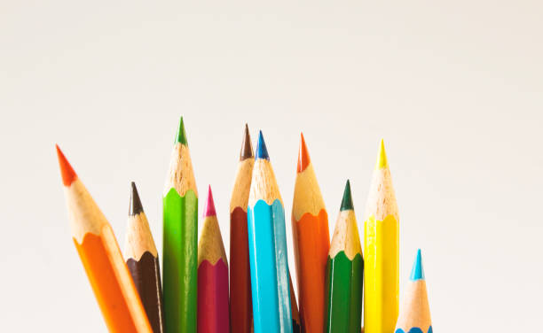 Color pencils isolated on white background.