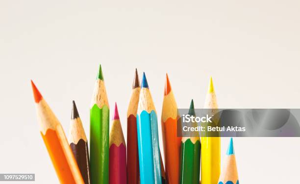 Color Pencils Isolated On White Background Stock Photo - Download Image Now - Colored Pencil, Art, Backgrounds
