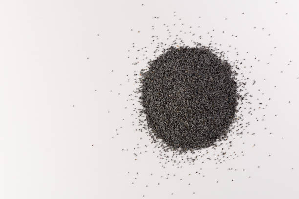 Pile of poppy seeds isolated on white