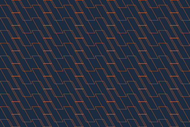 ilustraciones, imágenes clip art, dibujos animados e iconos de stock de patrón de fondo abstracto con líneas finas formando formas de paralelogramo en colores azul oscuros y naranja. arte vectorial moderna. - masculinity
