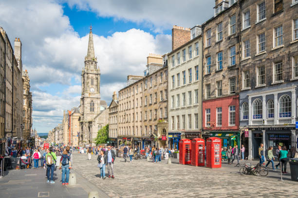 The famous Royal Mile in Edinburgh on a summer afternoon, Scotland. stock photo