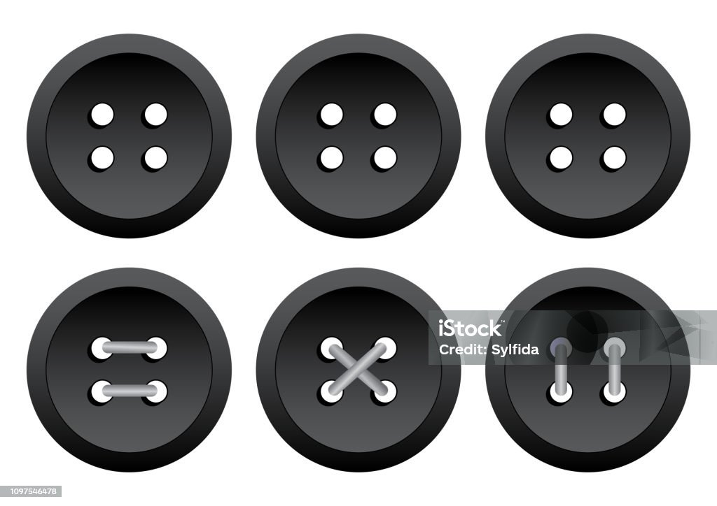 Formas De Botones Ropa Ilustración de Botones De Ropa Redondo Negro Con Hilo Ilustración De ...