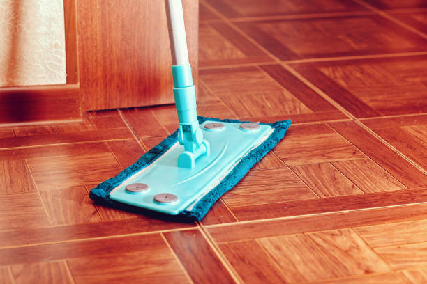istock A blue floor mop stands on a tile floor 1097549642