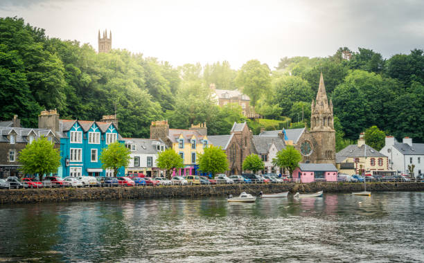 Tobermory in a summer day, capital of the Isle of Mull in the Scottish Inner Hebrides. stock photo