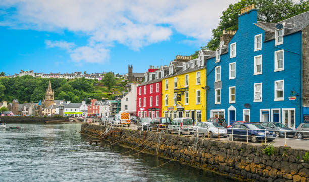 Tobermory in a summer day, capital of the Isle of Mull in the Scottish Inner Hebrides. stock photo