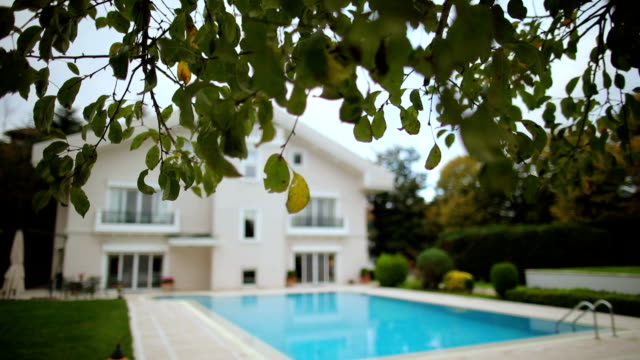 Luxury house with swimming pool - real estate background