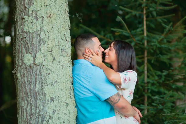 istock Young happy engaged couple in love 1097565896