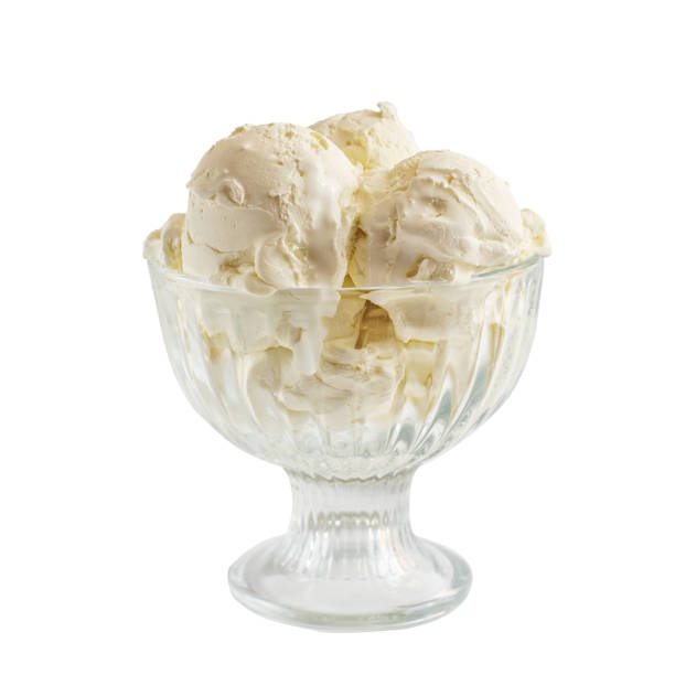 istock Vase of vanilla ice cream isolated on white background 1097567474