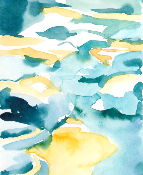 istock Watercolor hand-painted blue and yellow abstract background illustration 1097570702