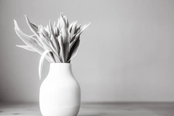 istock Tulips in vase, black and white 1097575436