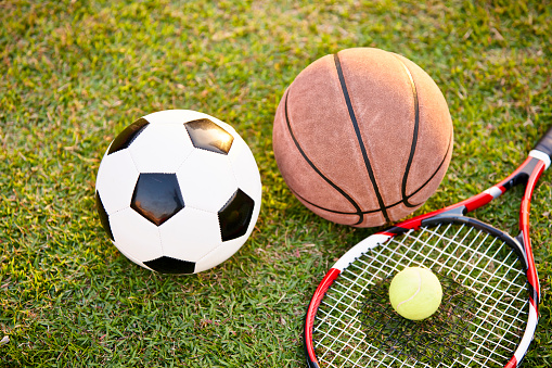 Football Basketball And Tennis Stock Photo - Download Image Now -  Agricultural Field, Basketball - Ball, Basketball - Sport - iStock