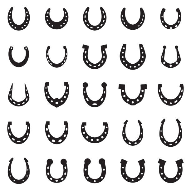 illustrazioni stock, clip art, cartoni animati e icone di tendenza di icona vettoriale ferro di cavallo isolata - horseshoe