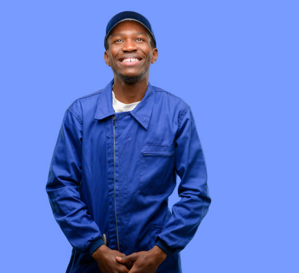 istock African black plumber man thinking and looking up expressing doubt and wonder 1097584570