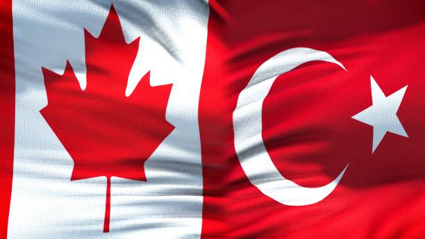 istock Canada and Turkey flags background, diplomatic and economic relations, trade 1097603086