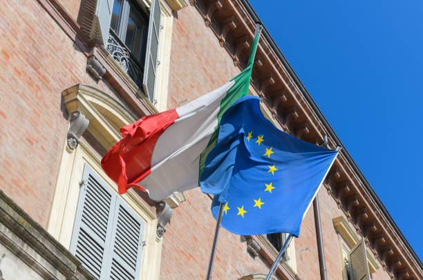 istock European Union and Italian flag 1097613002