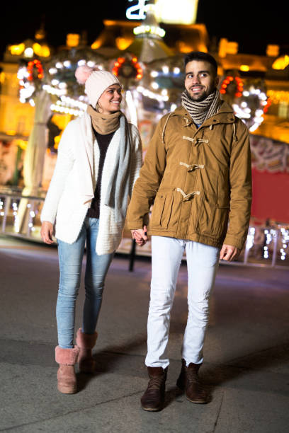 istock Happy young couple in winter 1097617244